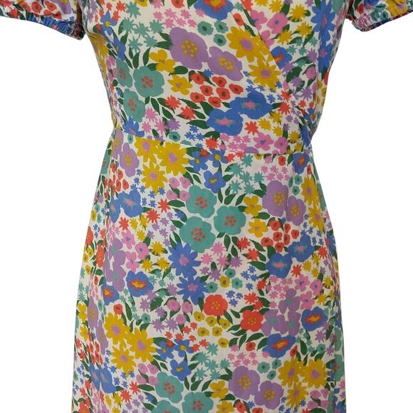 Sugarhill Brighton Floral Print Wrap Midi Dress Size 6 V Neck Short Sleeve White - Picture 4 of 10